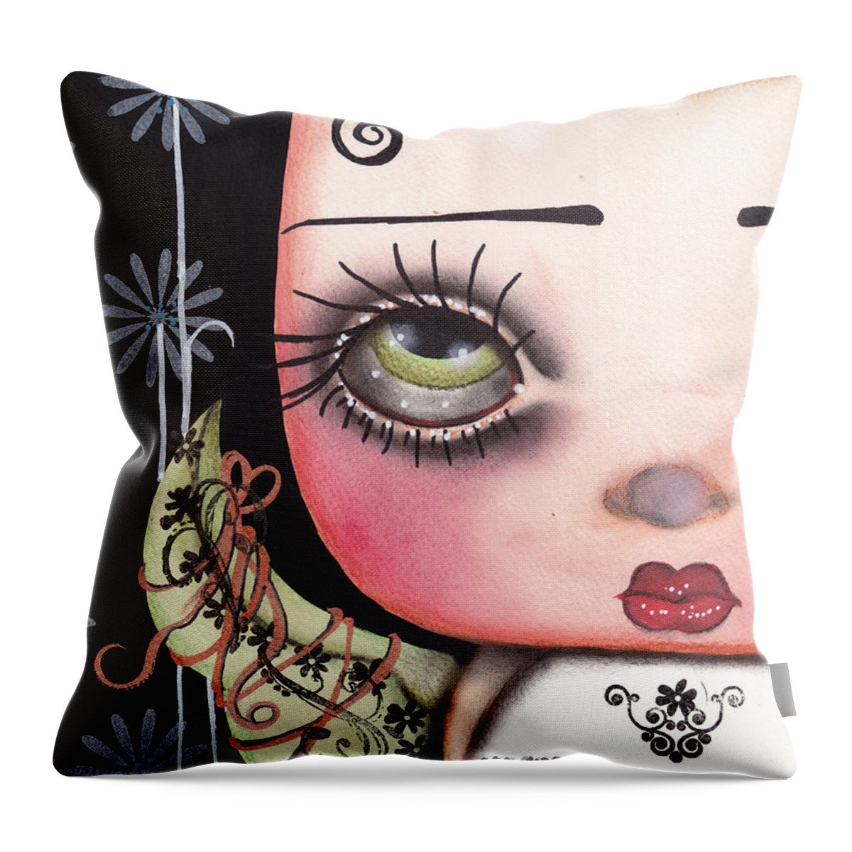 Abril Andrade Griffith Throw Pillow featuring the painting Angel Face 1 by Abril Andrade