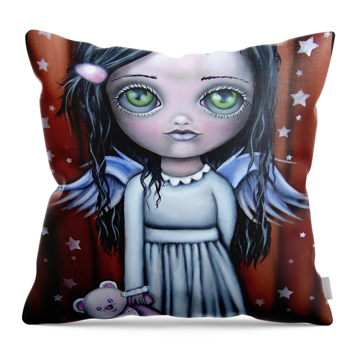 Abril Andrade Griffith Throw Pillow featuring the painting Angel Girl by Abril Andrade