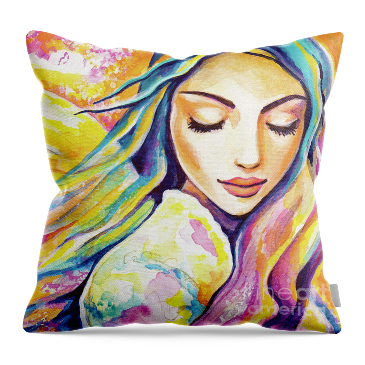 Angel Woman Throw Pillow featuring the photograph Angel of Silence by Eva Campbell