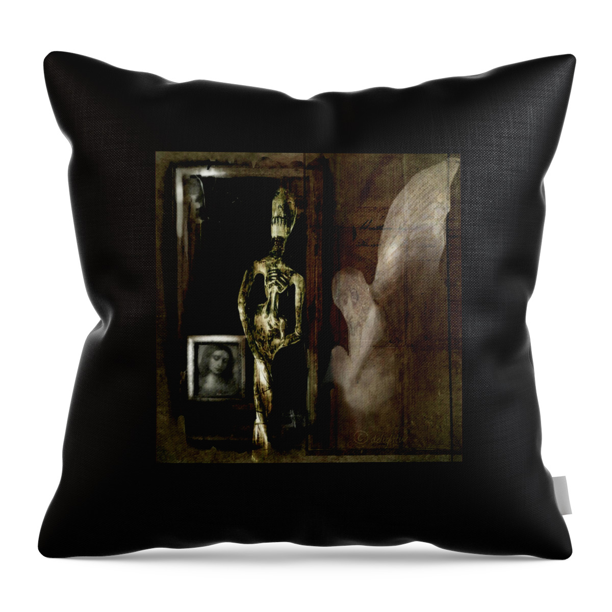 Dark Art Throw Pillow featuring the digital art Angels Among Us by Delight Worthyn