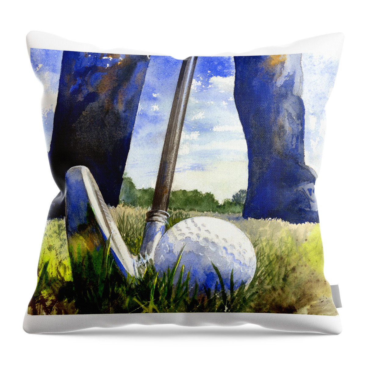 Watercolor Throw Pillow featuring the painting Anticipation by Andrew King