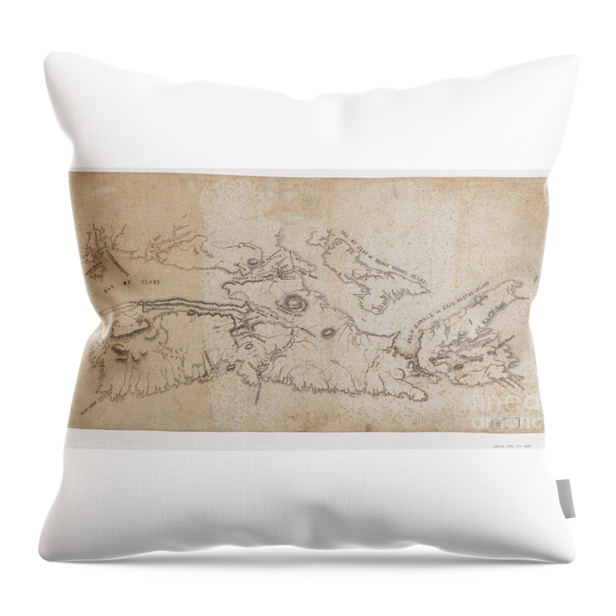 Antique Map Of Acadia With Adjacent Islands Throw Pillow featuring the painting Antique Map of Acadia with adjacent islands by MotionAge Designs