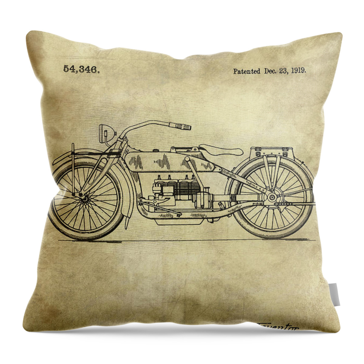 Retro Machine Motorcycle Patent Cushion Cover Industrial Decorative Pillow Case 