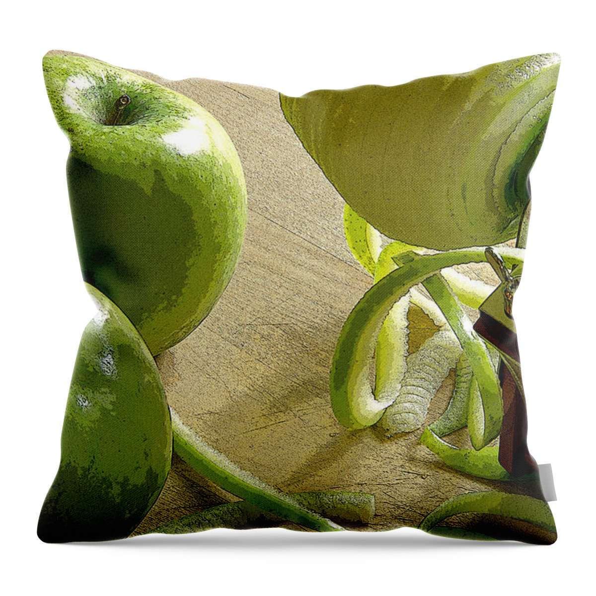 Apple Throw Pillow featuring the photograph Apples getting peeled by Debra Baldwin