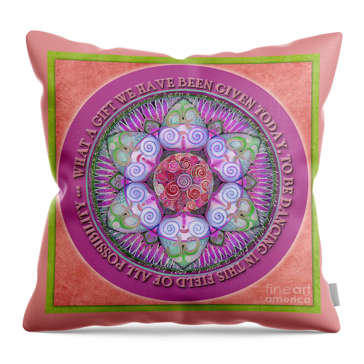 Mandala Throw Pillow featuring the painting Appreciation Mandala Prayer by Jo Thomas Blaine