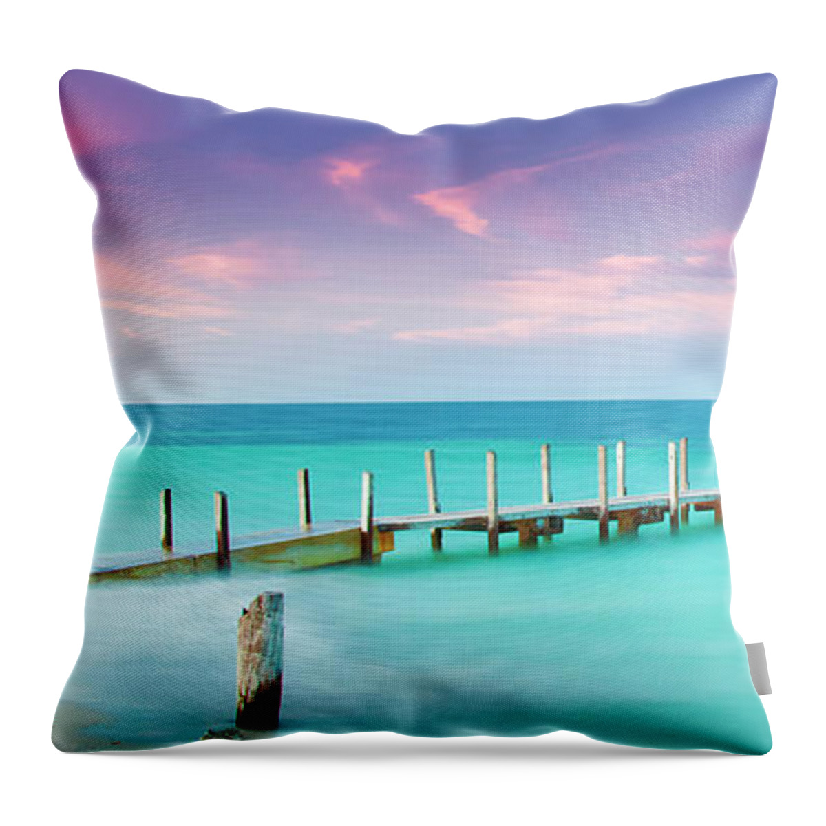 Quindalup Boat Ramp Throw Pillow featuring the photograph Aqua Waters by Az Jackson