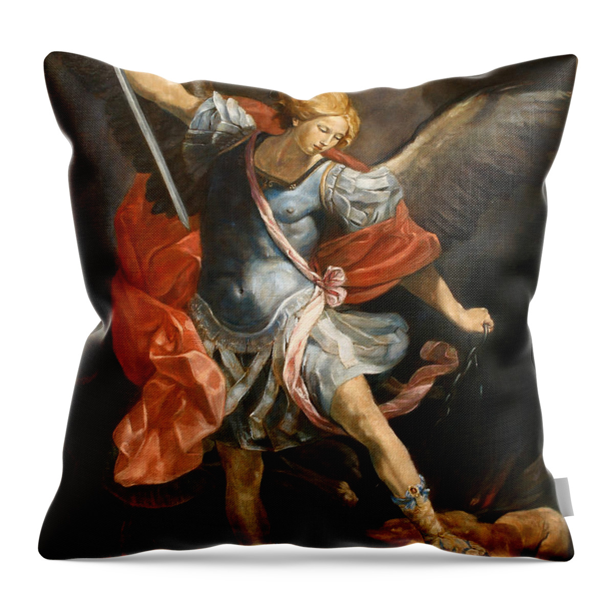 Realism Throw Pillow featuring the painting Archangel Michael by Darko Topalski