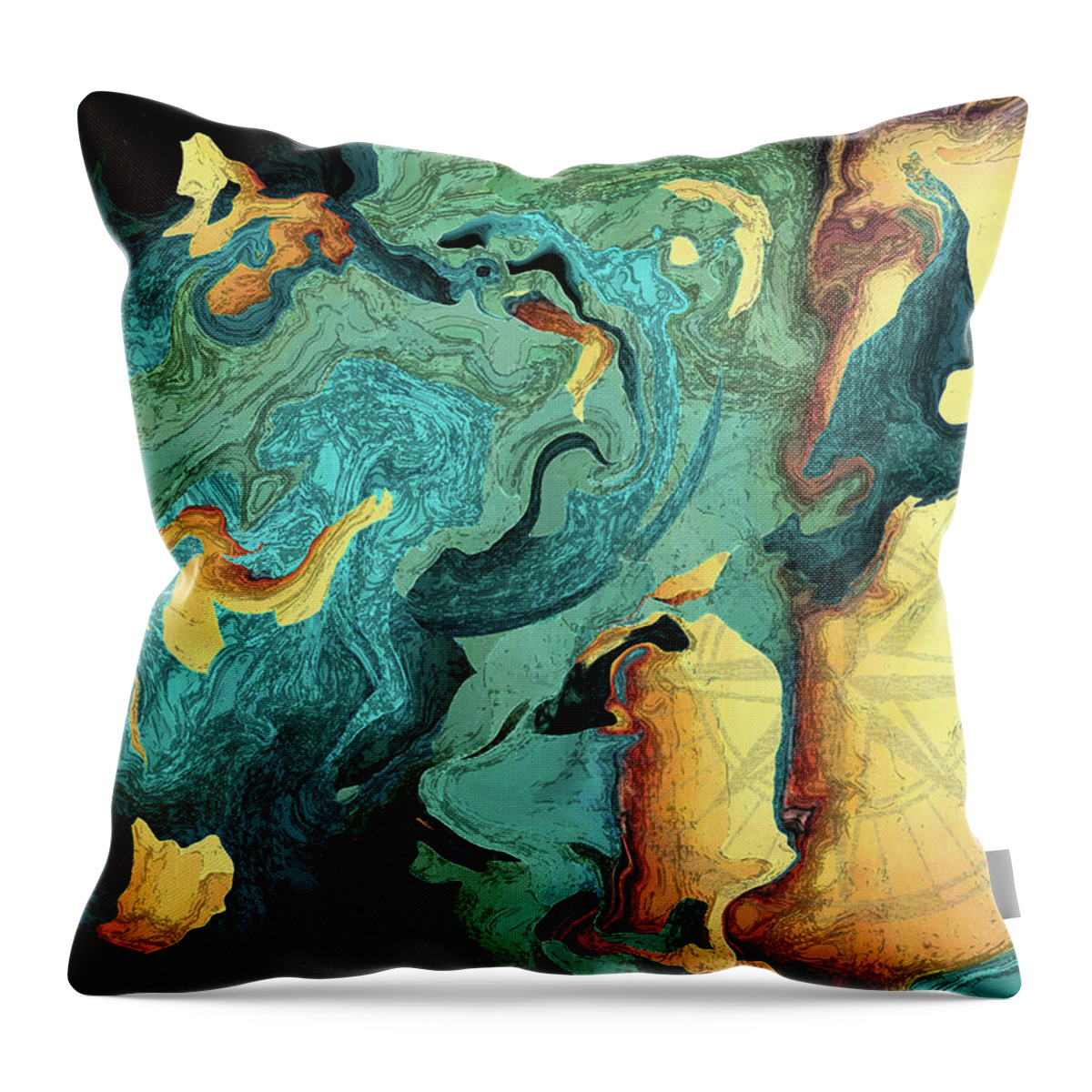 Aqua Throw Pillow featuring the painting Archipelago by Deborah Smith