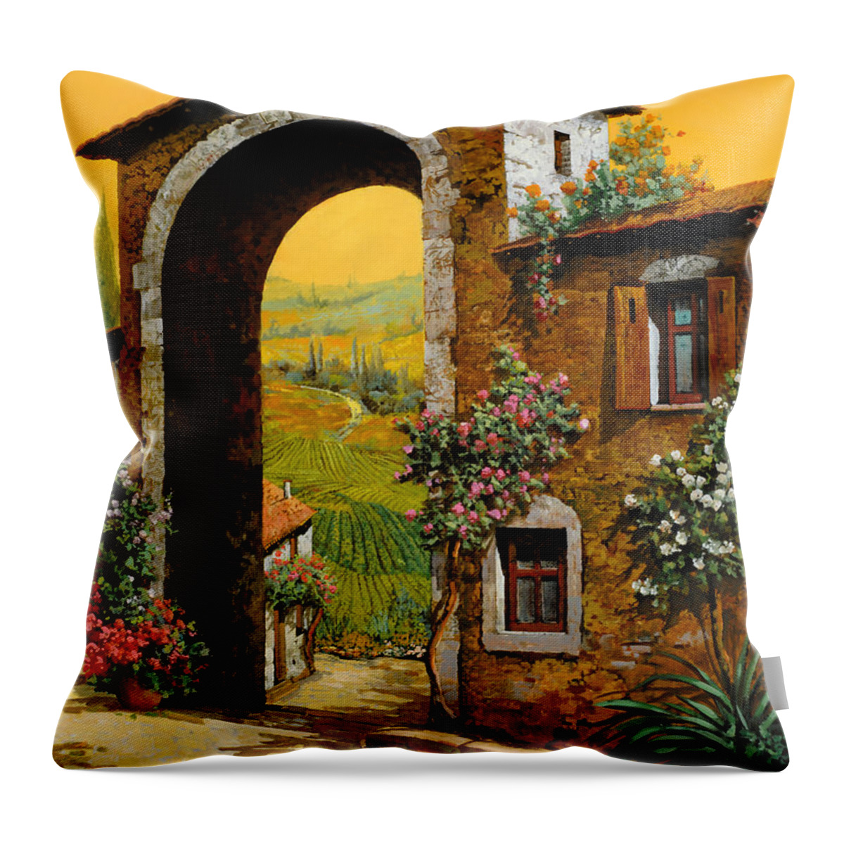 Arch Throw Pillow featuring the painting Arco Di Paese by Guido Borelli