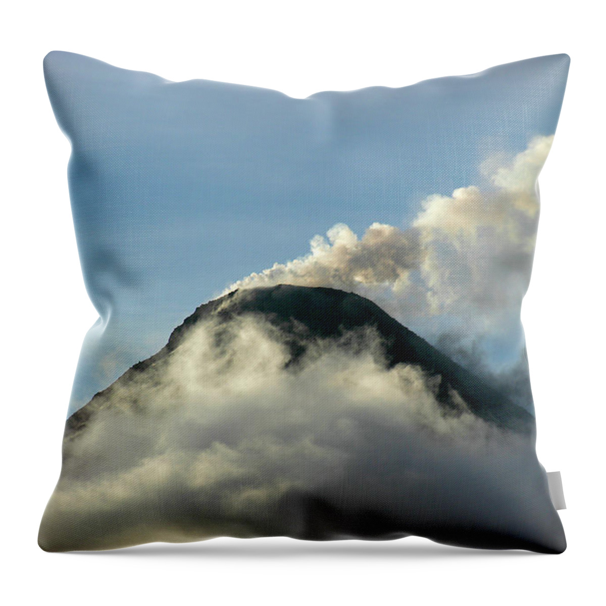Arenal Throw Pillow featuring the photograph Arenal Volcano Above the Clouds by Ted Keller