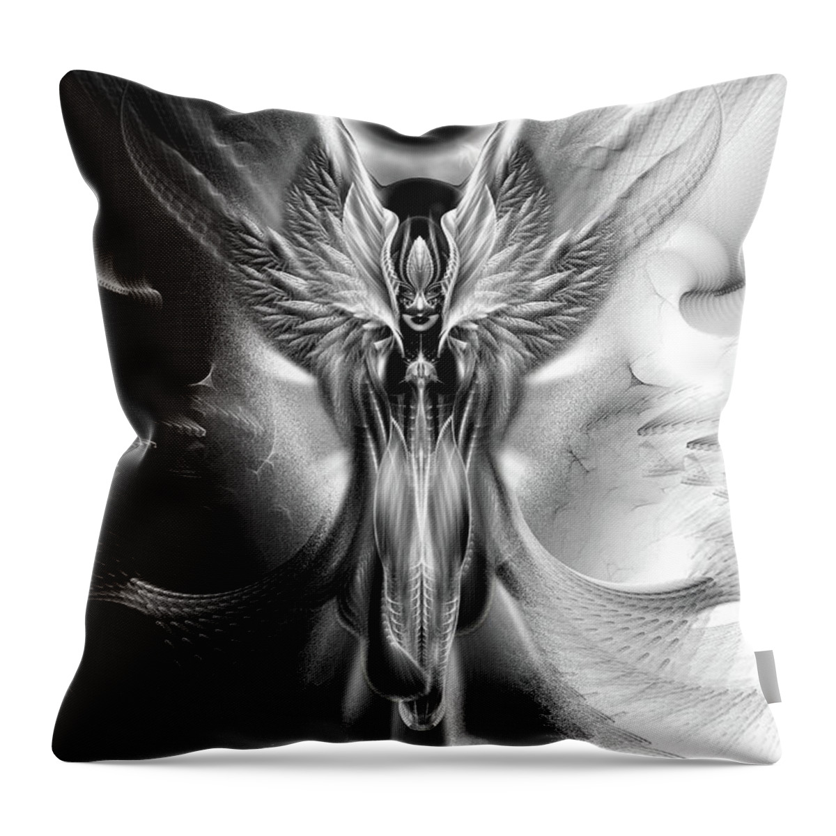 Arsencia Throw Pillow featuring the digital art Arsencia The Other Side Of Midnight Fractal Portrait by Rolando Burbon