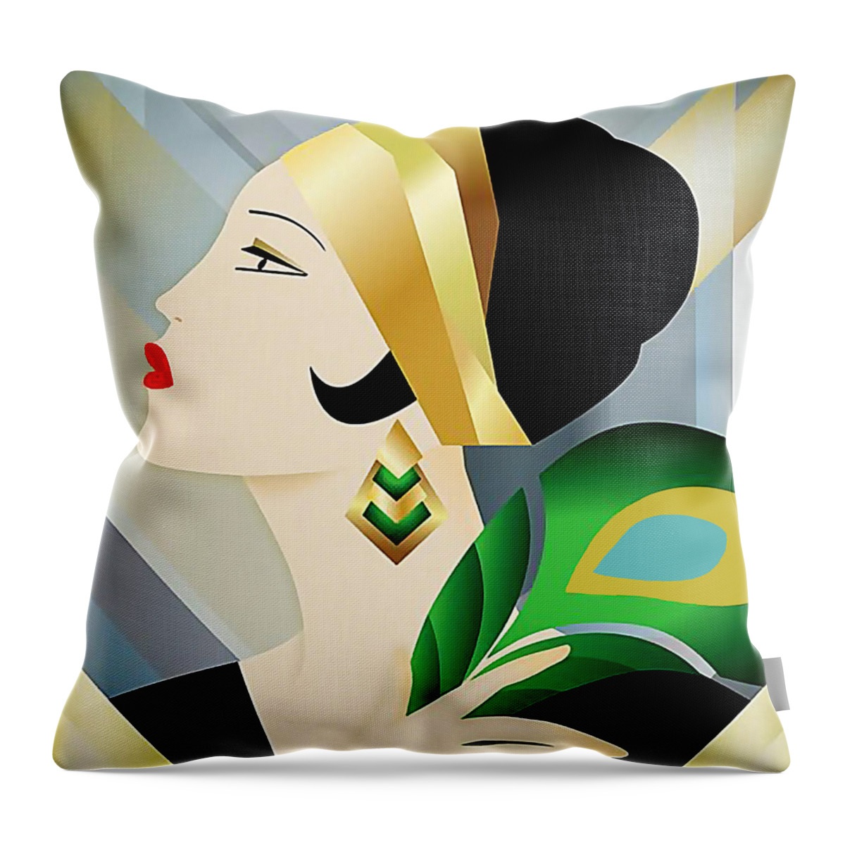 Art Deco Throw Pillow featuring the digital art Roaring 20s Flapper by Chuck Staley