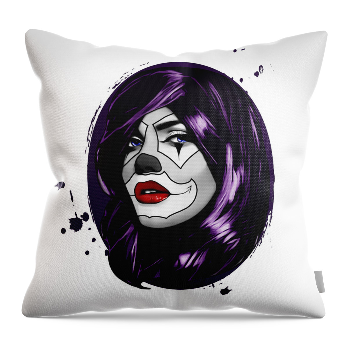Clown Throw Pillow featuring the digital art Clown Girl by Nicklas Gustafsson