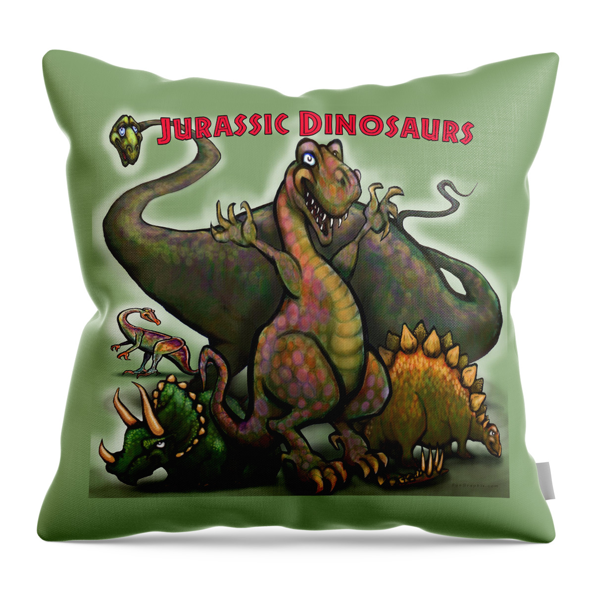 Jurassic Throw Pillow featuring the digital art Jurassic Dinosaurs by Kevin Middleton
