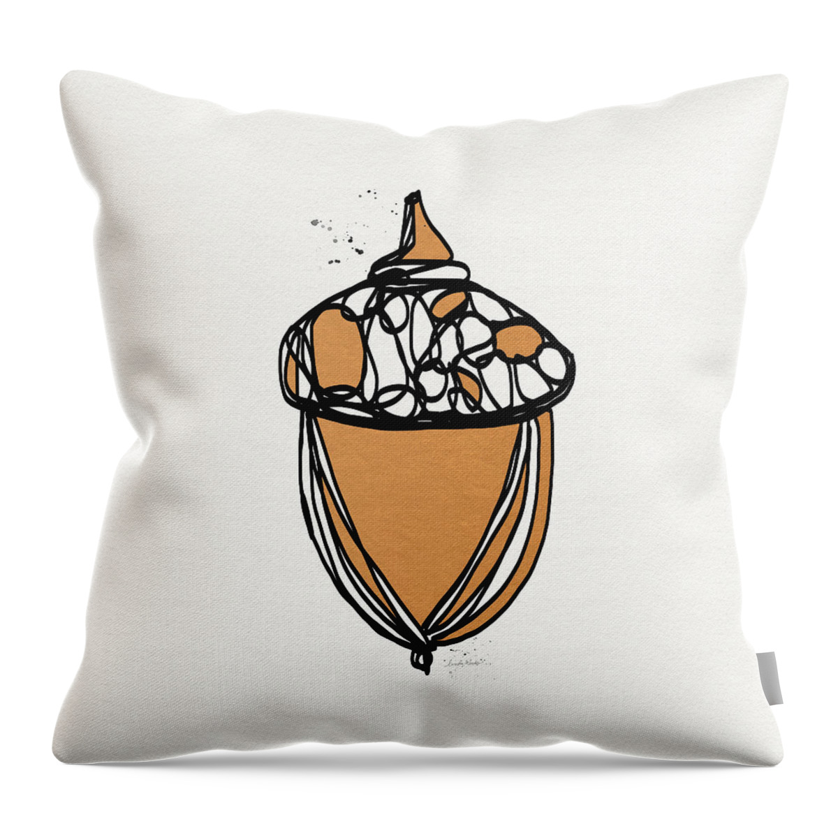 Acorn Throw Pillow featuring the mixed media Acorn- Art by Linda Woods by Linda Woods