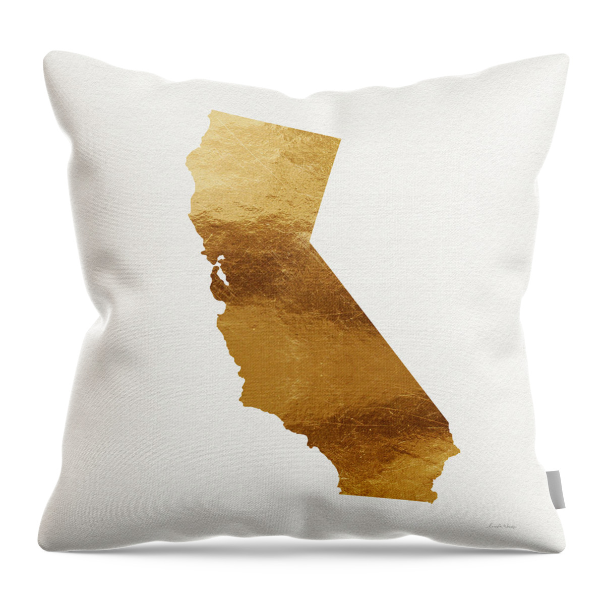 California Throw Pillow featuring the mixed media California Gold- Art by Linda Woods by Linda Woods