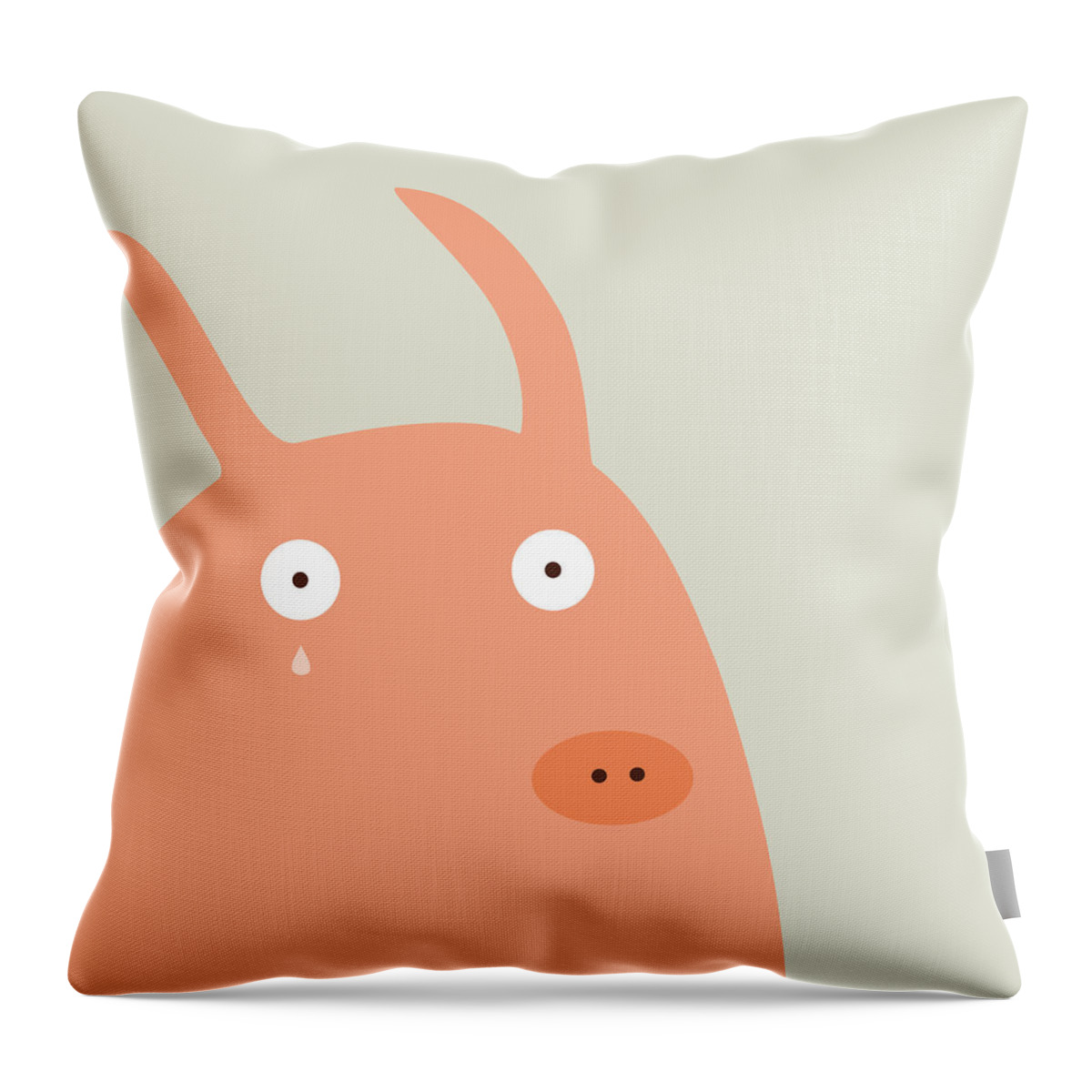 Pig Throw Pillow featuring the digital art Pigs and bunnies by Fuzzorama