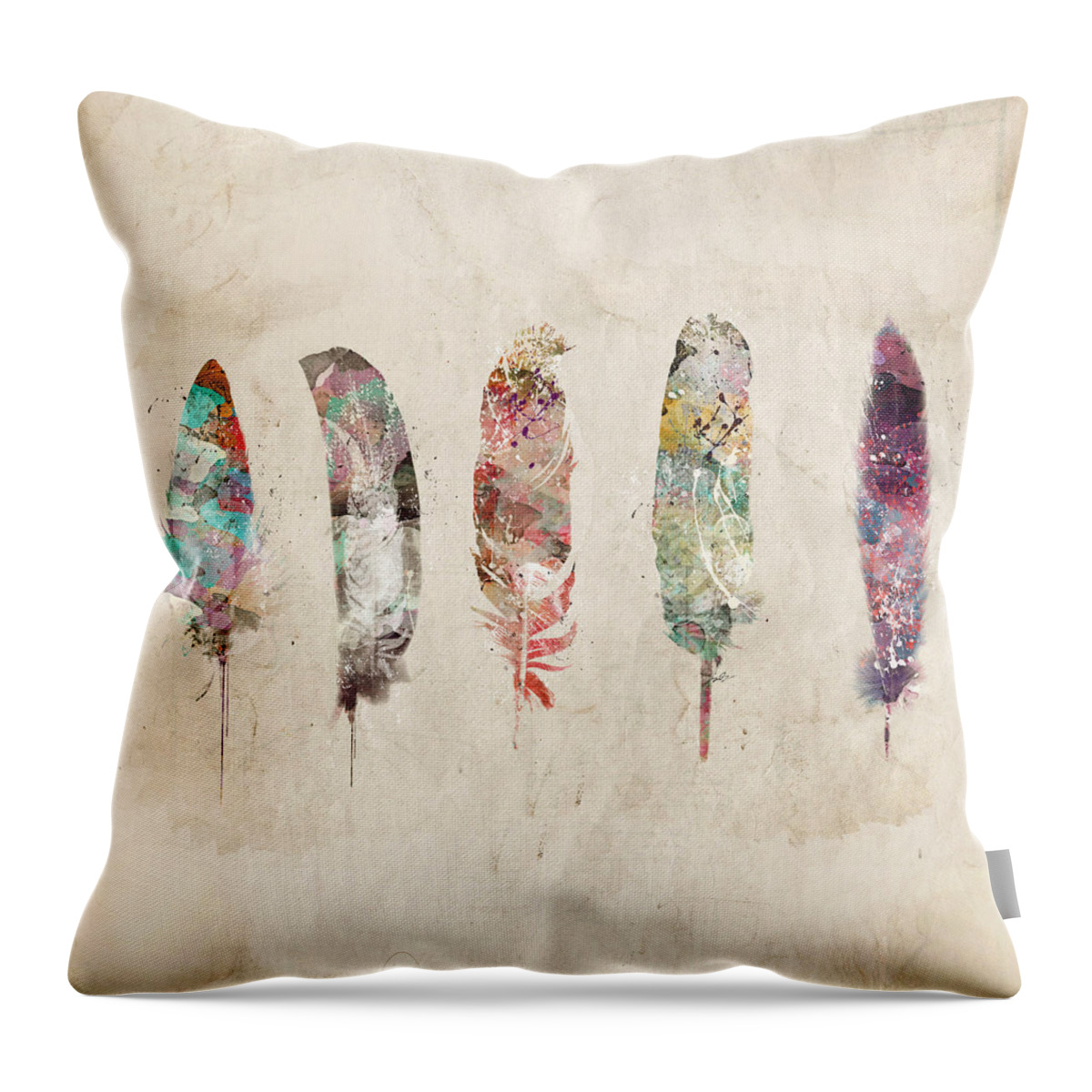 Feathers Throw Pillow featuring the painting Pop Art Feathers by Bri Buckley