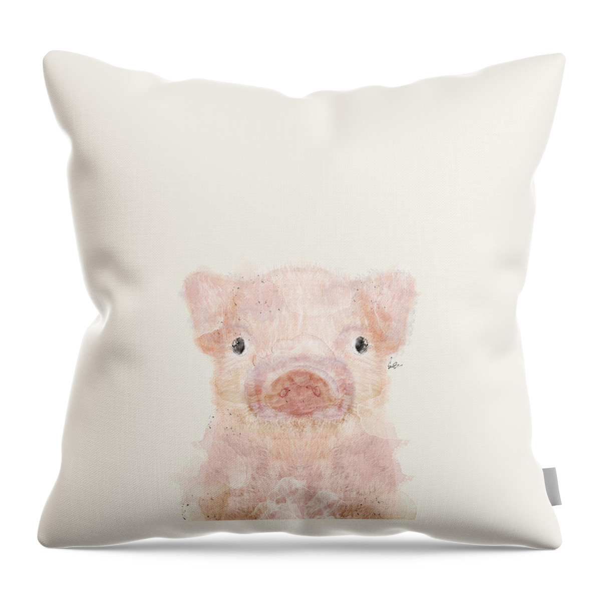 Pig Throw Pillow featuring the painting Little Pig by Bri Buckley