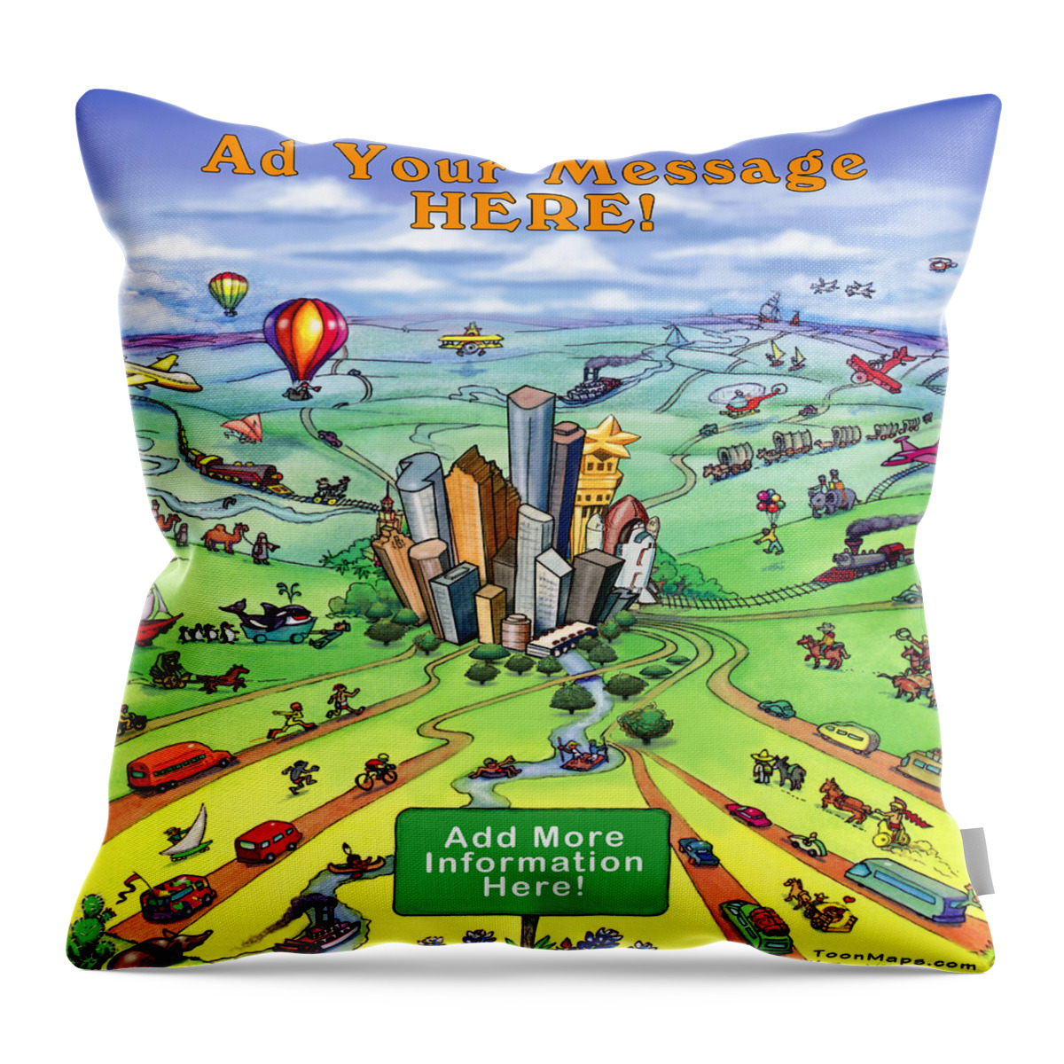 Houston Throw Pillow featuring the digital art All Roads lead to Houston by Kevin Middleton
