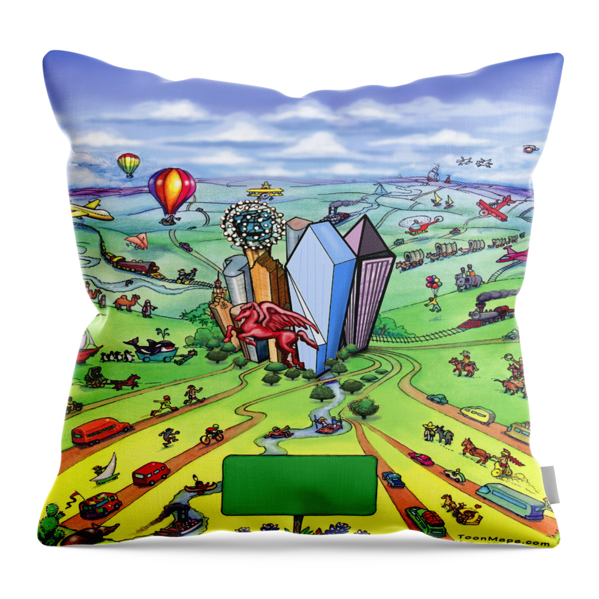Dallas Throw Pillow featuring the digital art All roads lead to Dallas Texas by Kevin Middleton
