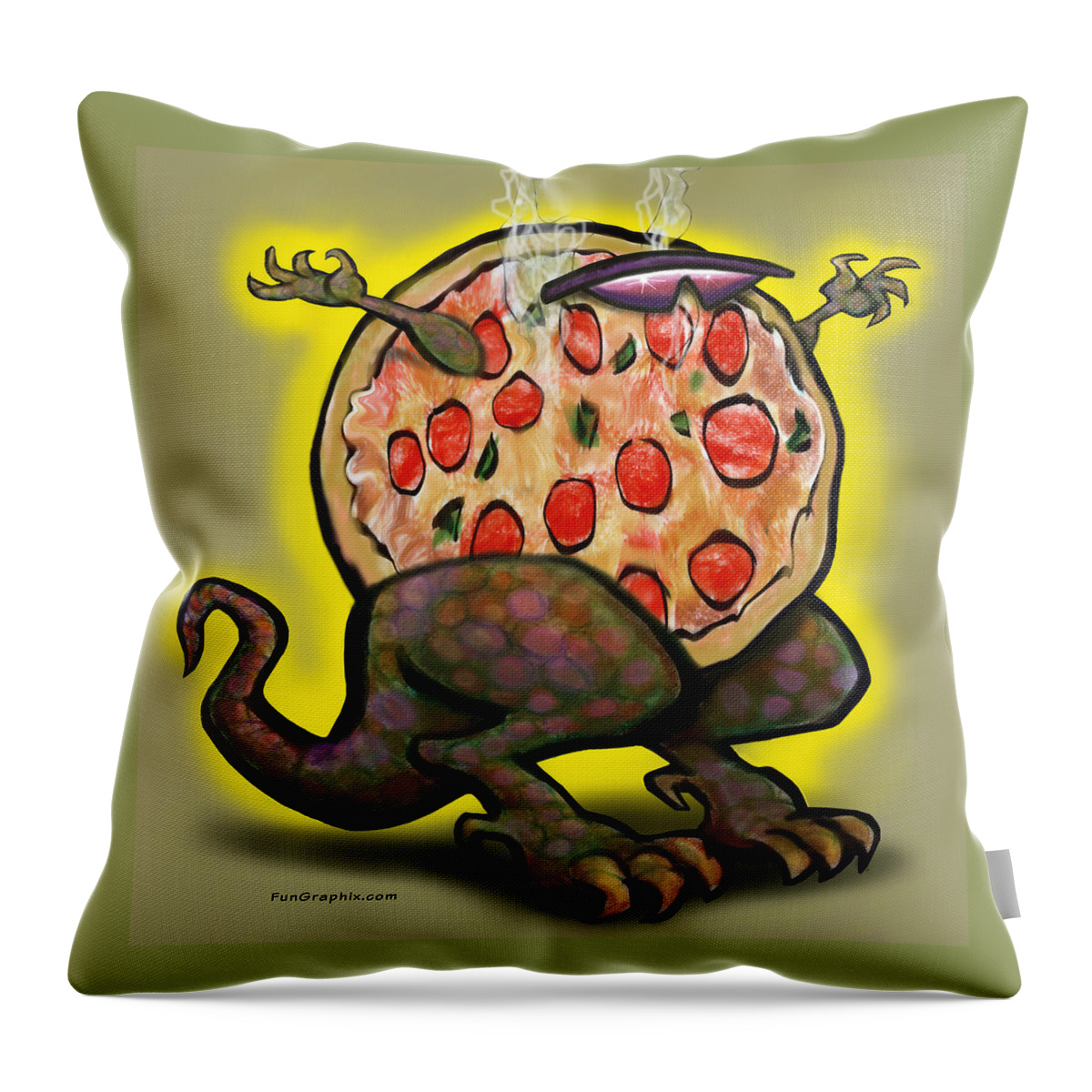 Pizza Throw Pillow featuring the digital art Pizza Zilla by Kevin Middleton