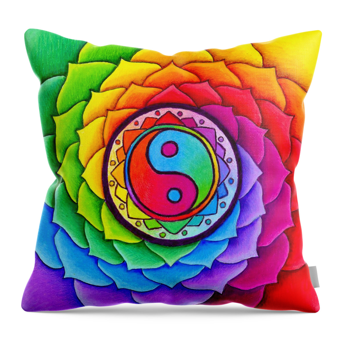 Mandala Throw Pillow featuring the drawing Healing Lotus by Rebecca Wang