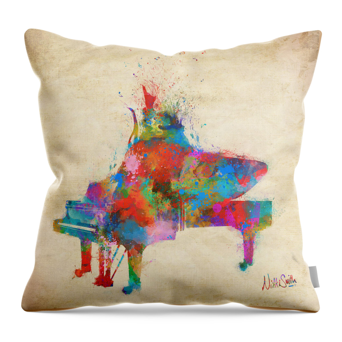 Piano Throw Pillow featuring the digital art Music Strikes Fire from the Heart by Nikki Marie Smith