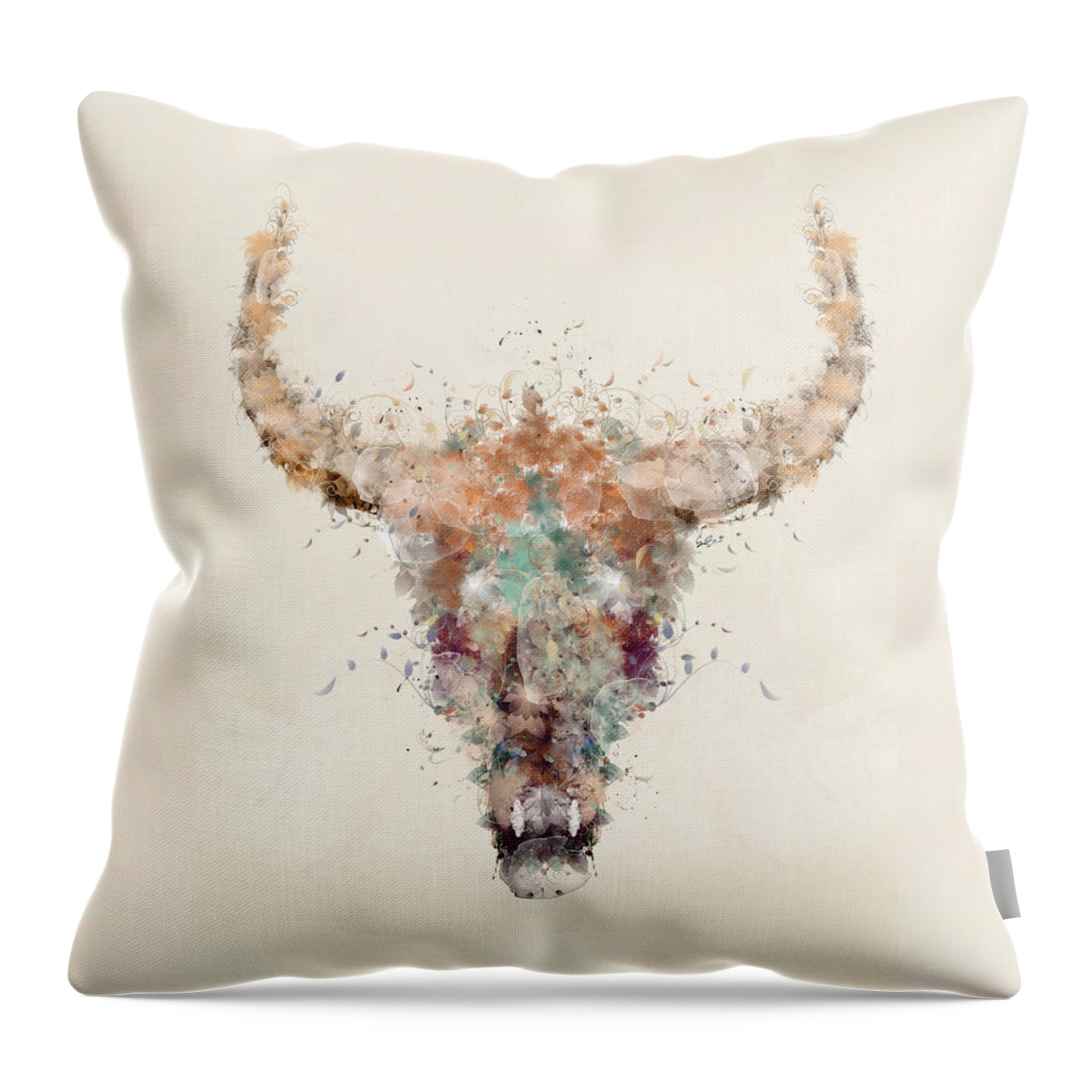 Cow Skull Throw Pillow featuring the painting Cow Skull by Bri Buckley