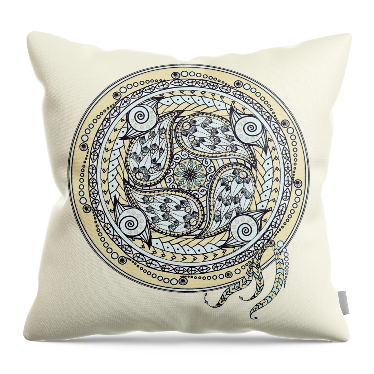 Mandala Throw Pillow featuring the digital art Paisley Balance Mandala by Deborah Smith