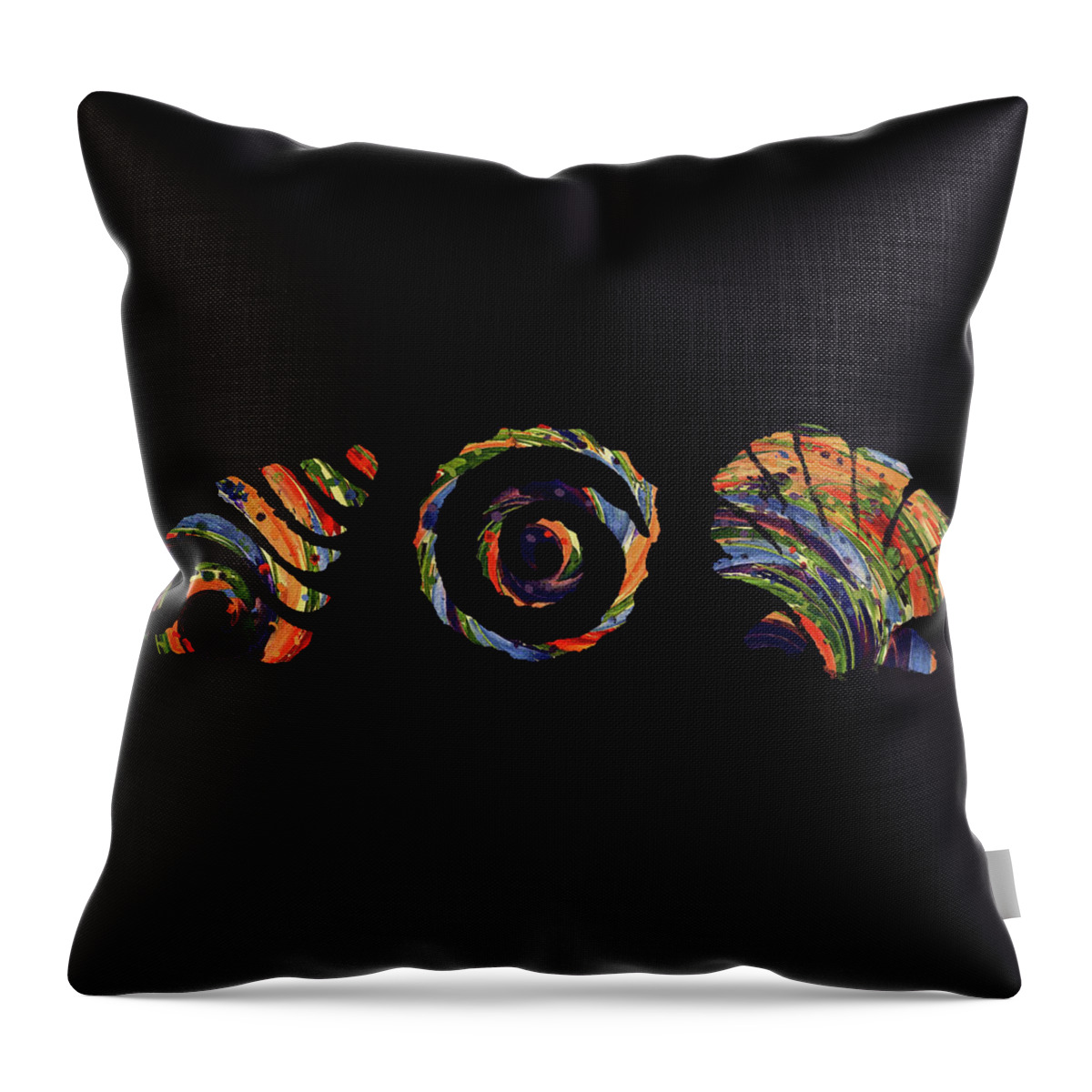 Abstract Throw Pillow featuring the digital art Deep Sea Shell Trio by Deborah Smith