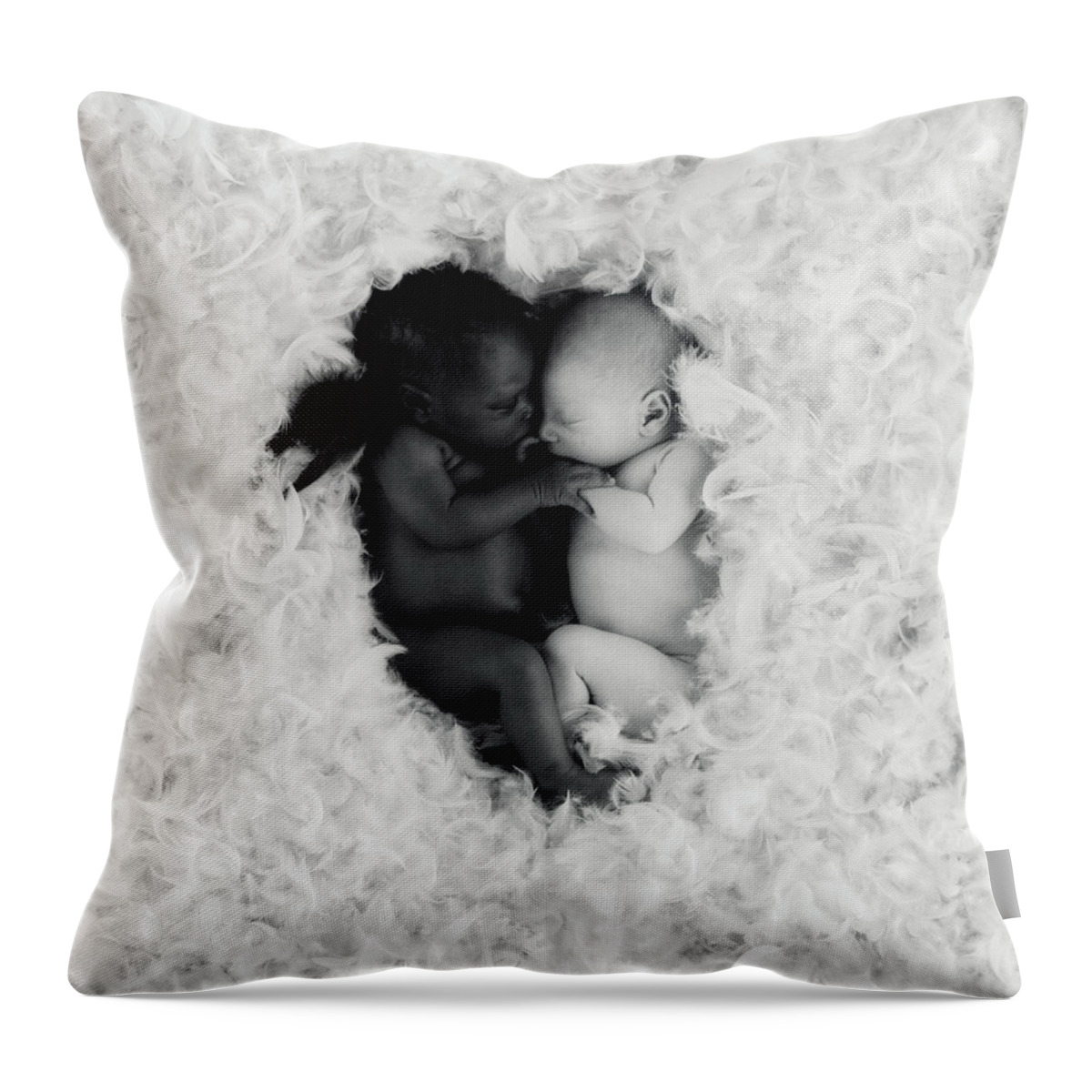 Black And White Throw Pillow featuring the photograph Angels by Anne Geddes