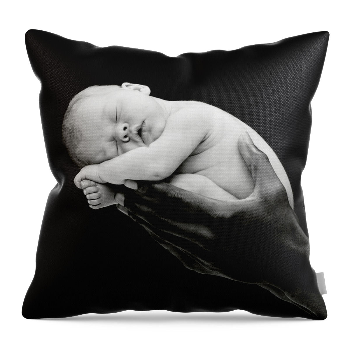 Black And White Throw Pillow featuring the photograph Tony holding Georgia by Anne Geddes