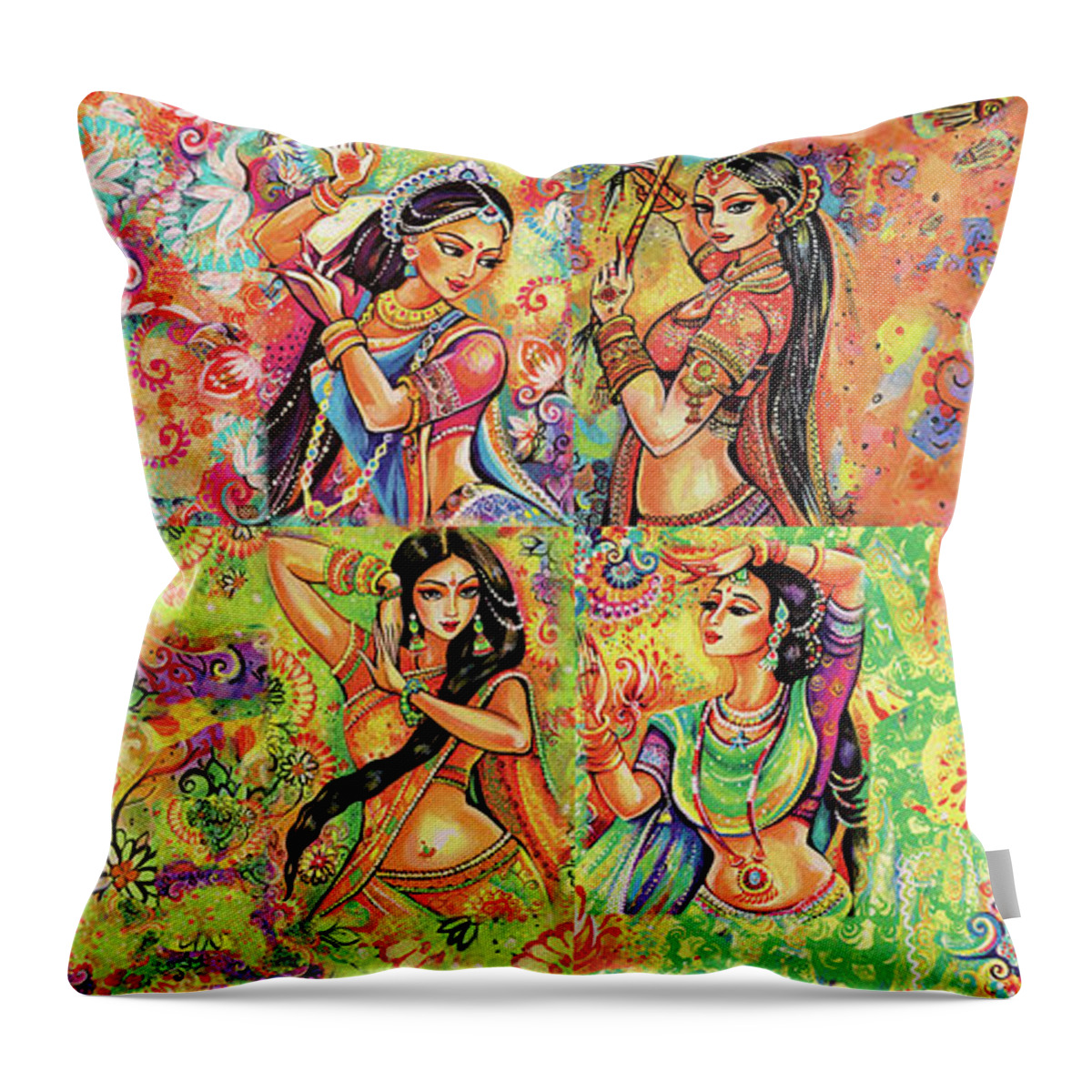 Bollywood Dancer Throw Pillow featuring the painting Magic of Dance by Eva Campbell