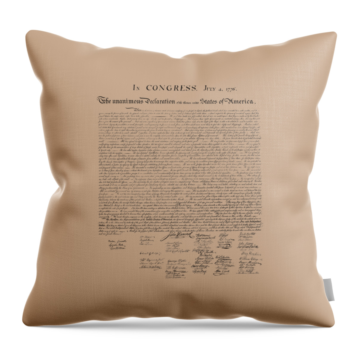 Declaration Of Independence Throw Pillow featuring the mixed media The Declaration of Independence by War Is Hell Store
