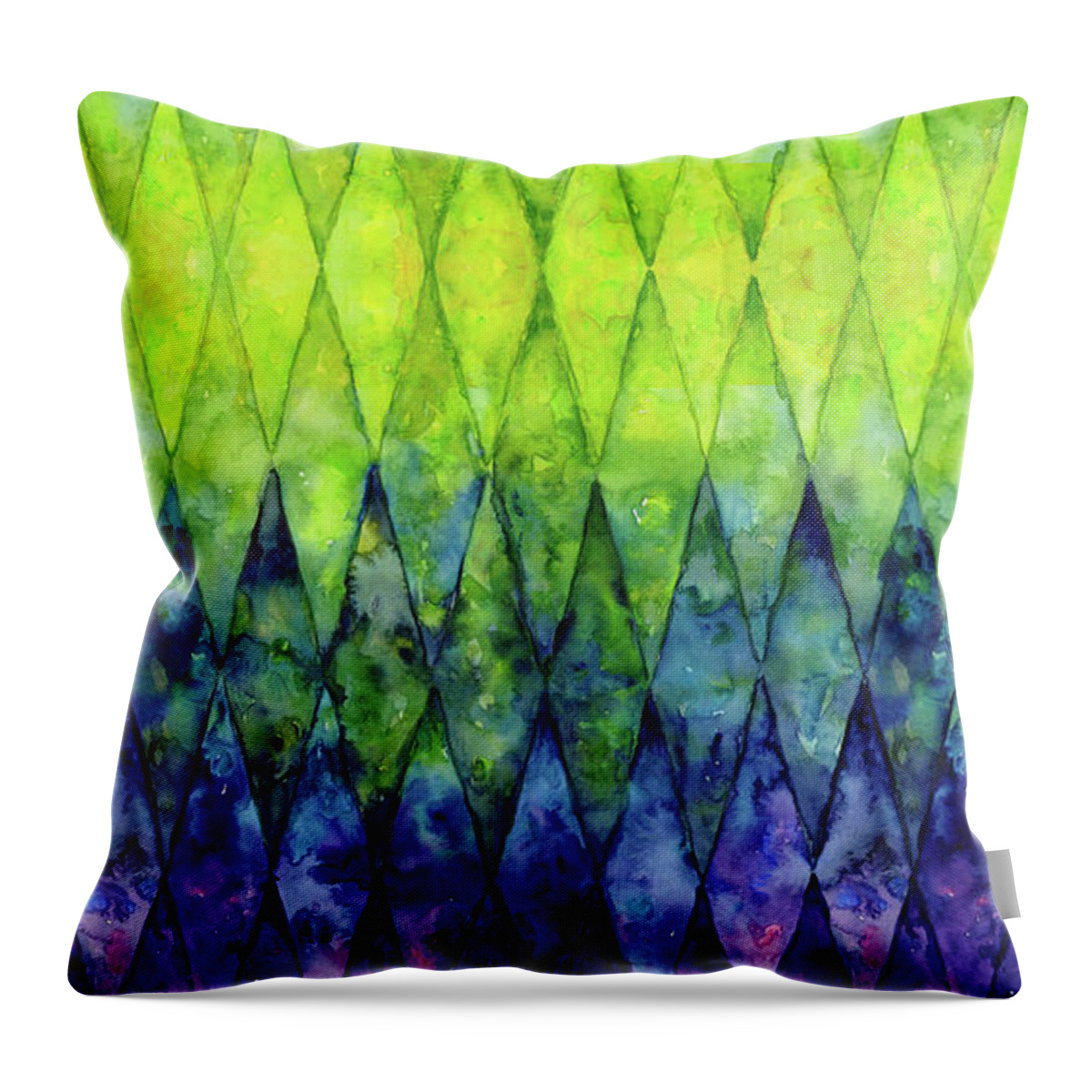 Pattern Throw Pillow featuring the painting Colorful Geometric Pattern Watercolor by Olga Shvartsur