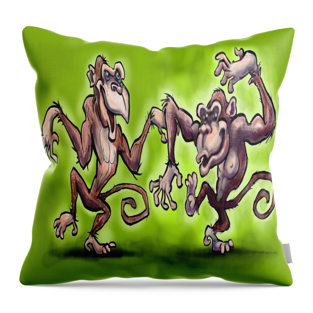 Monkey Throw Pillow featuring the painting Monkey Dance by Kevin Middleton