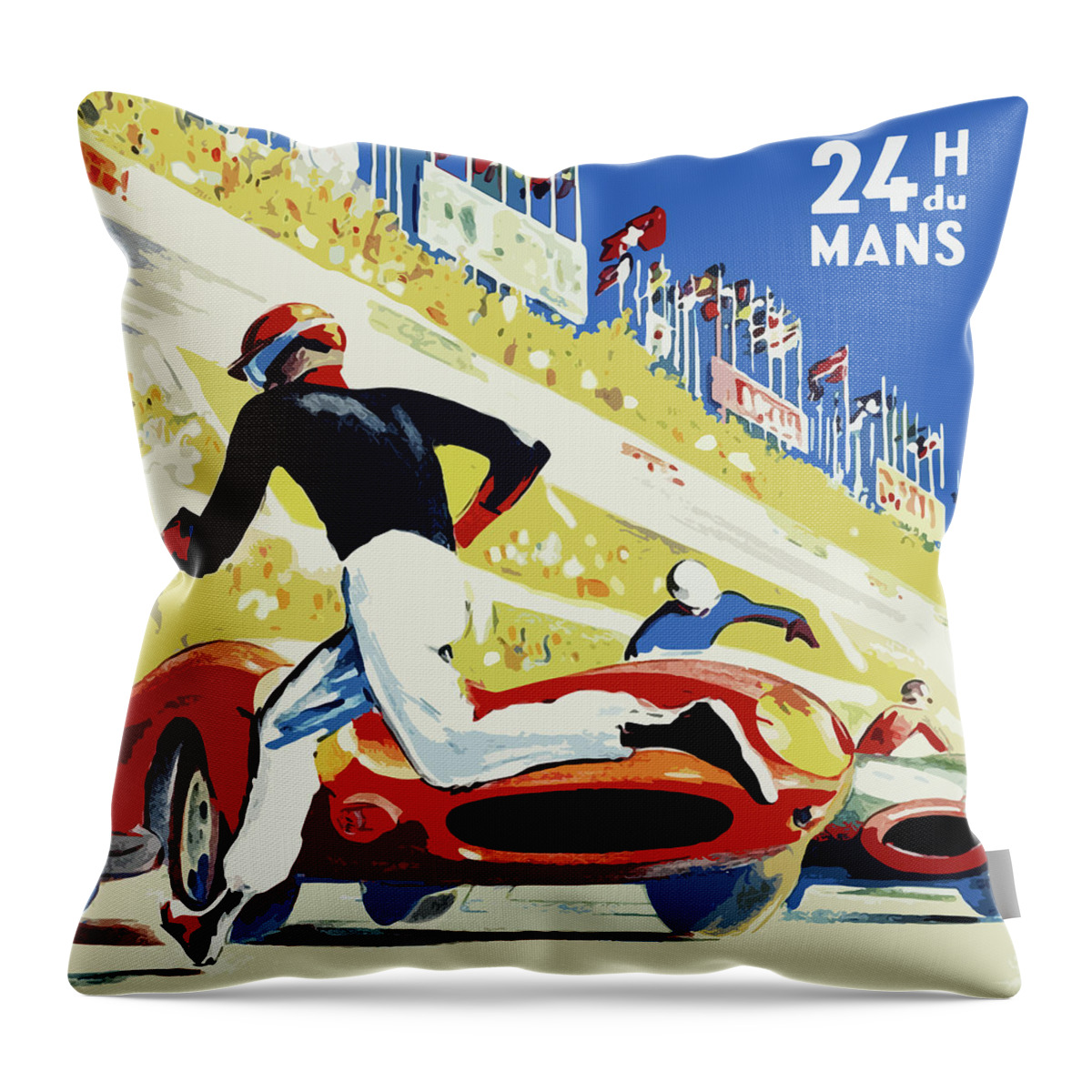 24 Hour Le Mans Throw Pillow featuring the photograph 24 Hour Le Mans 1959 by Mark Rogan