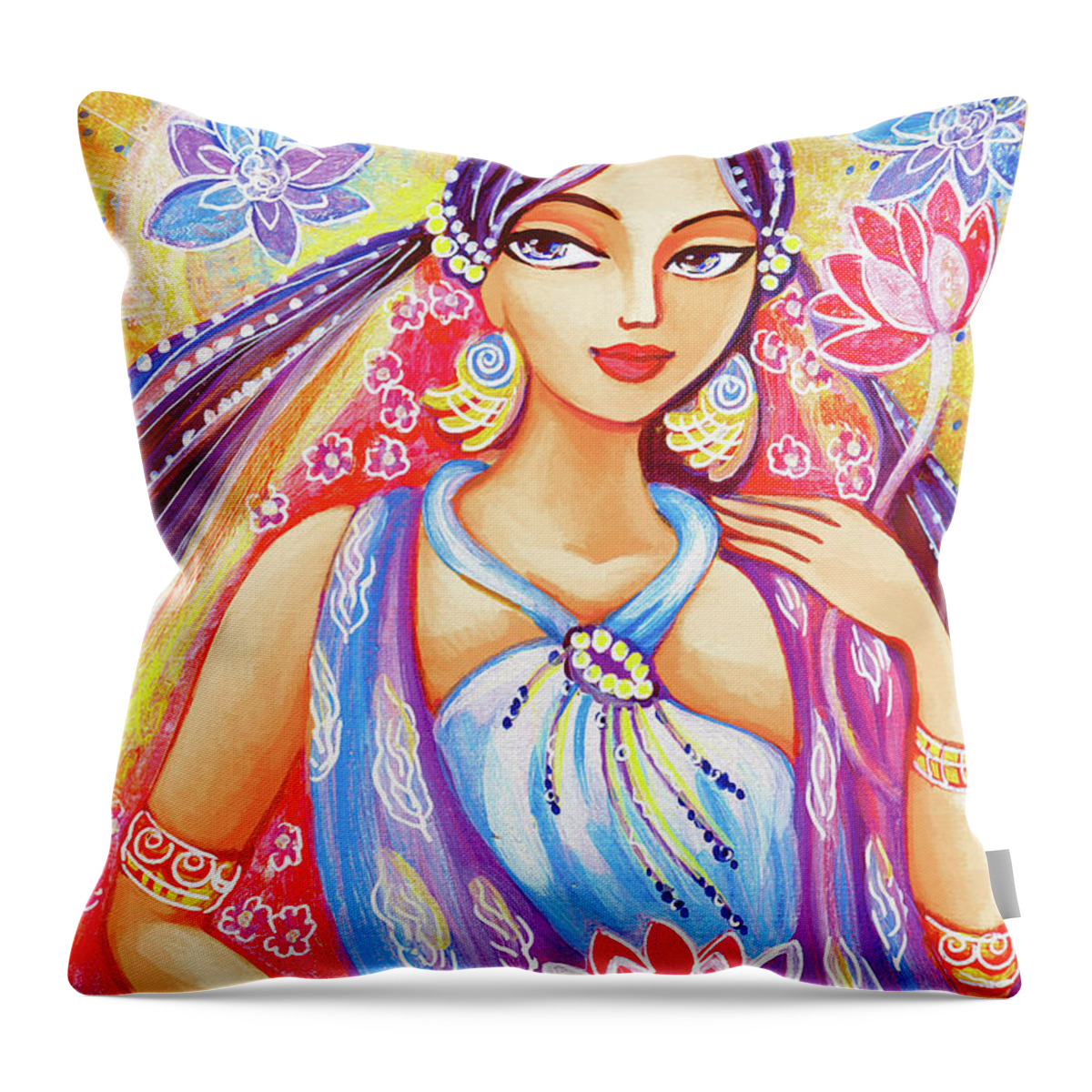 Beautiful Woman Throw Pillow featuring the painting Arundhati by Eva Campbell