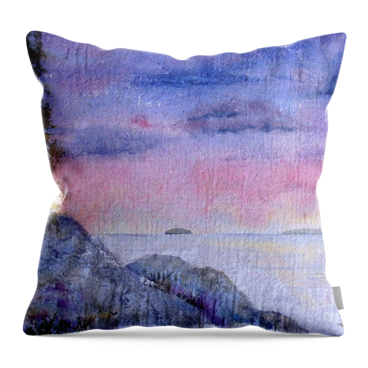 Sunset Throw Pillow featuring the painting As the Sun Sets by Diane Kirk