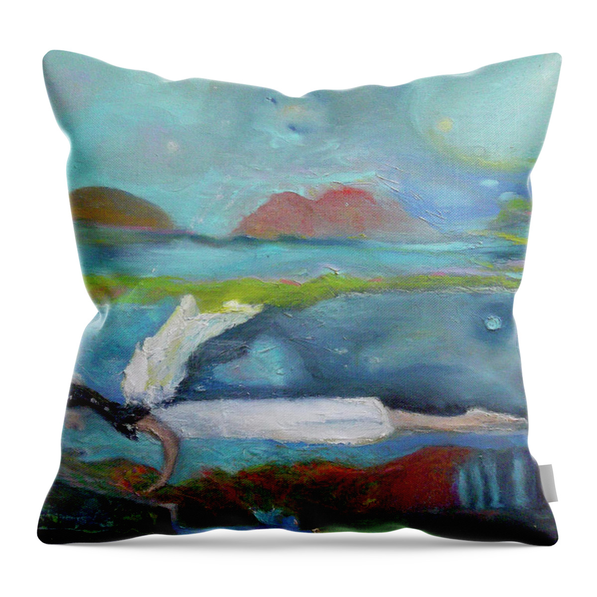 Symbolic Throw Pillow featuring the painting Astral Plane by Susan Esbensen