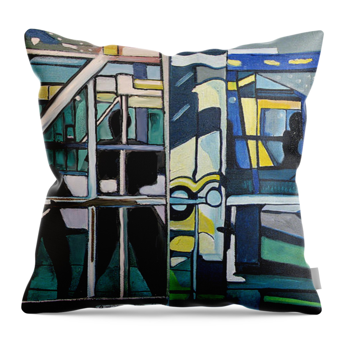 Abstract Throw Pillow featuring the painting Atlanic City Abstract No.1 by Patricia Arroyo