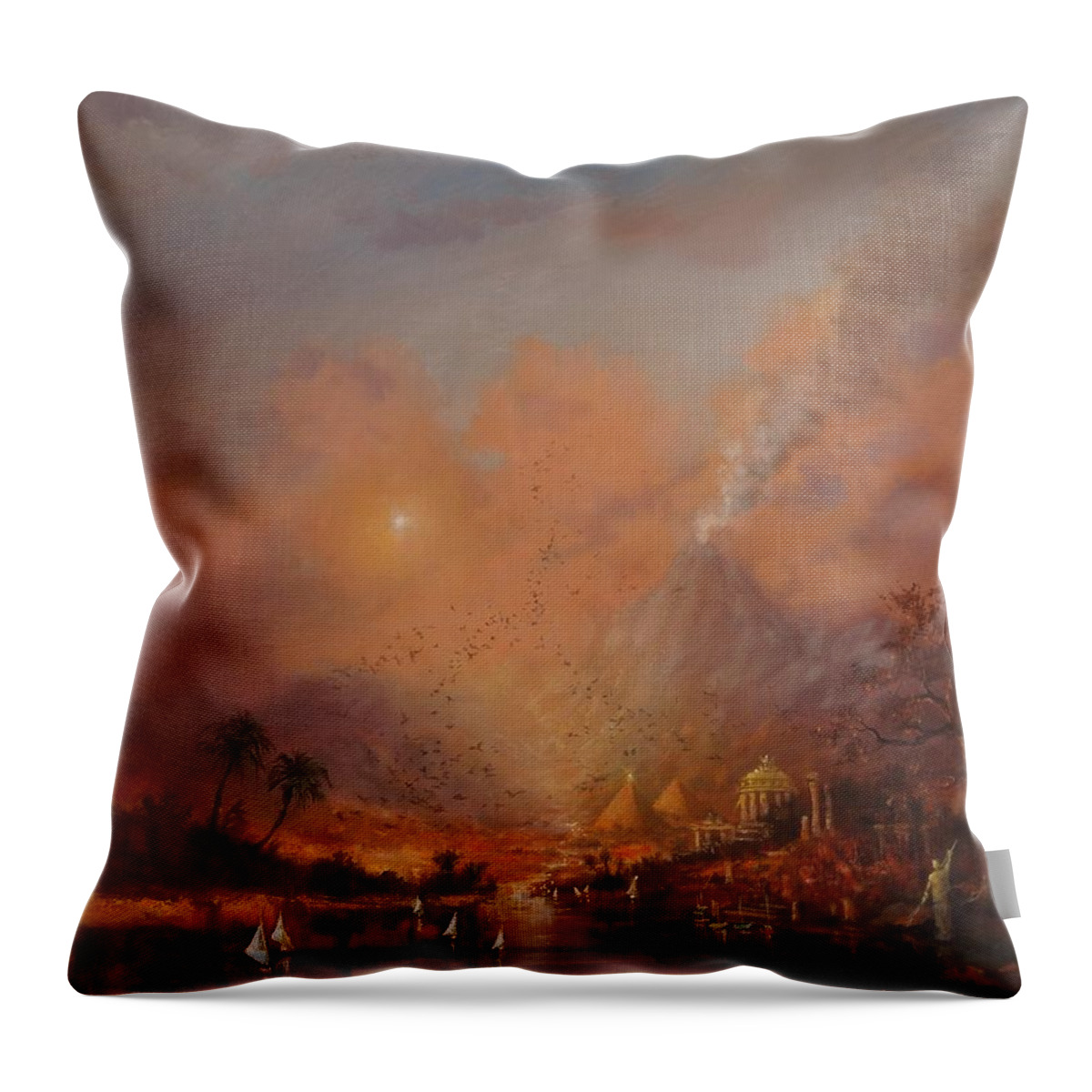 Atlantis Throw Pillow featuring the painting Atlantis the Lost Continent by Tom Shropshire