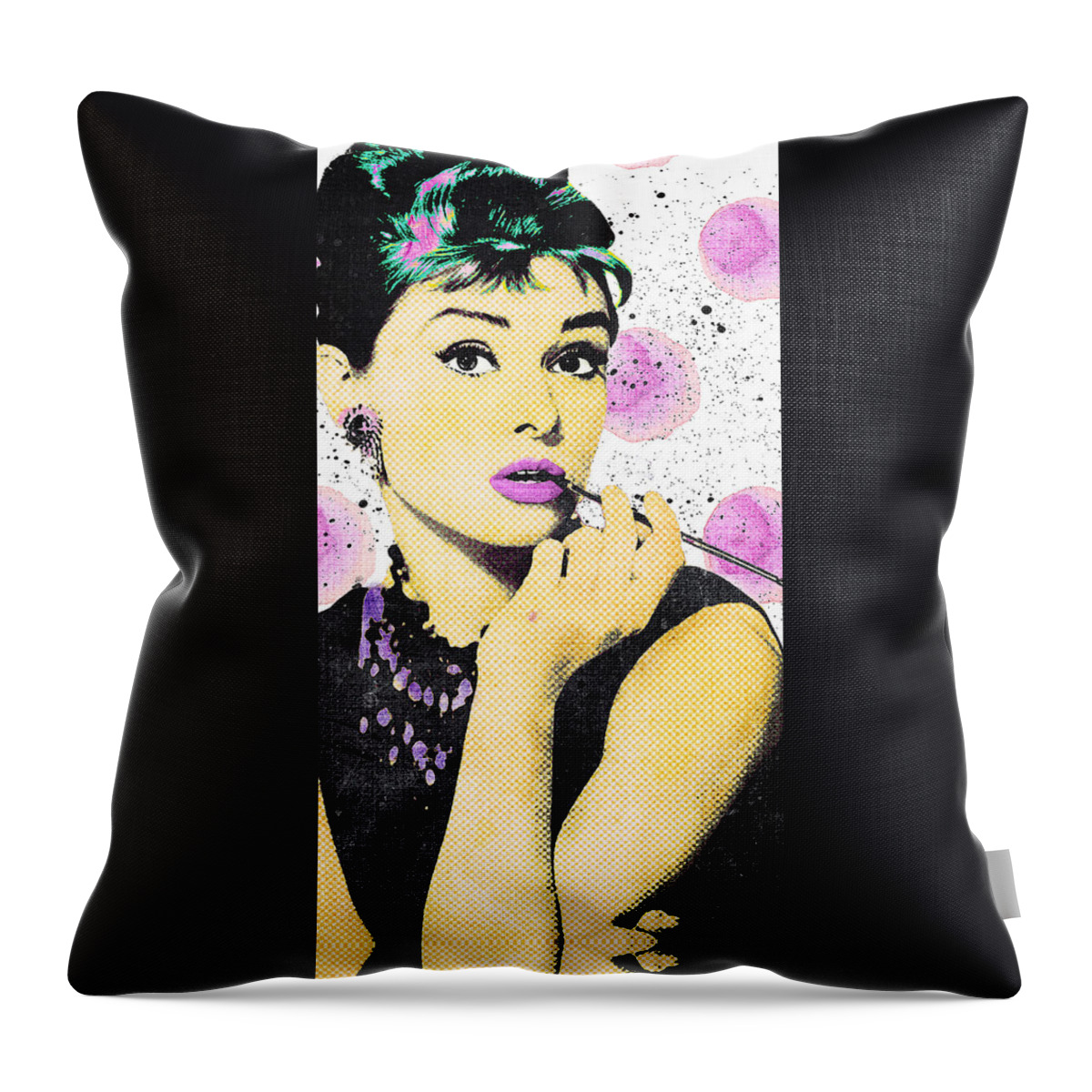 Movies Throw Pillow featuring the digital art Audrey by Canvas Cultures