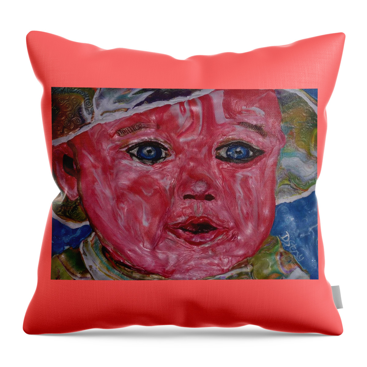 Female Throw Pillow featuring the mixed media Audrey by Deborah Stanley