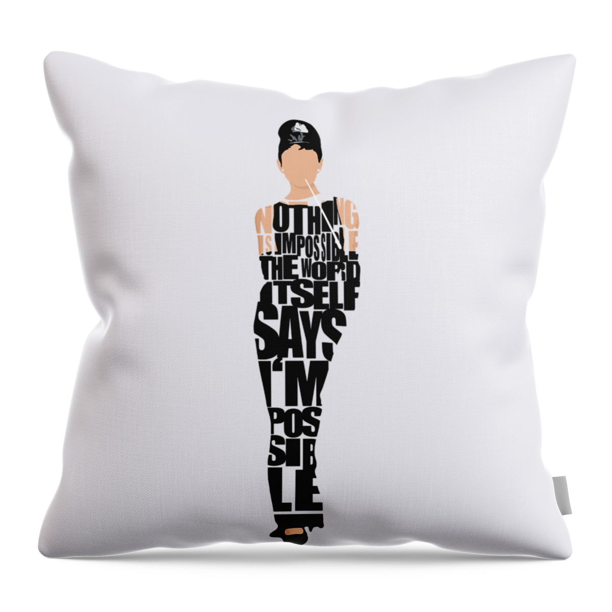 Audrey Hepburn Throw Pillow featuring the digital art Audrey Hepburn Typography Poster by Inspirowl Design
