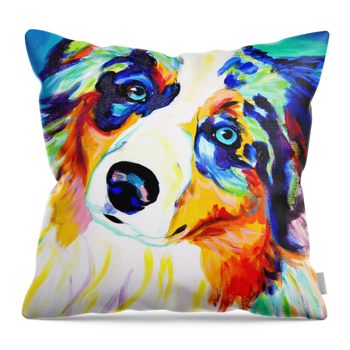 Australian Throw Pillow featuring the painting Aussie - Moonie by Dawg Painter