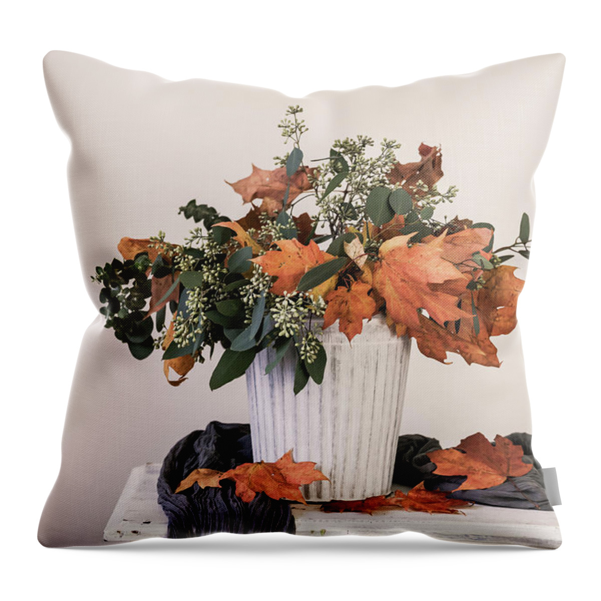 Leave Throw Pillow featuring the photograph Autumn Arrangement by Kim Hojnacki