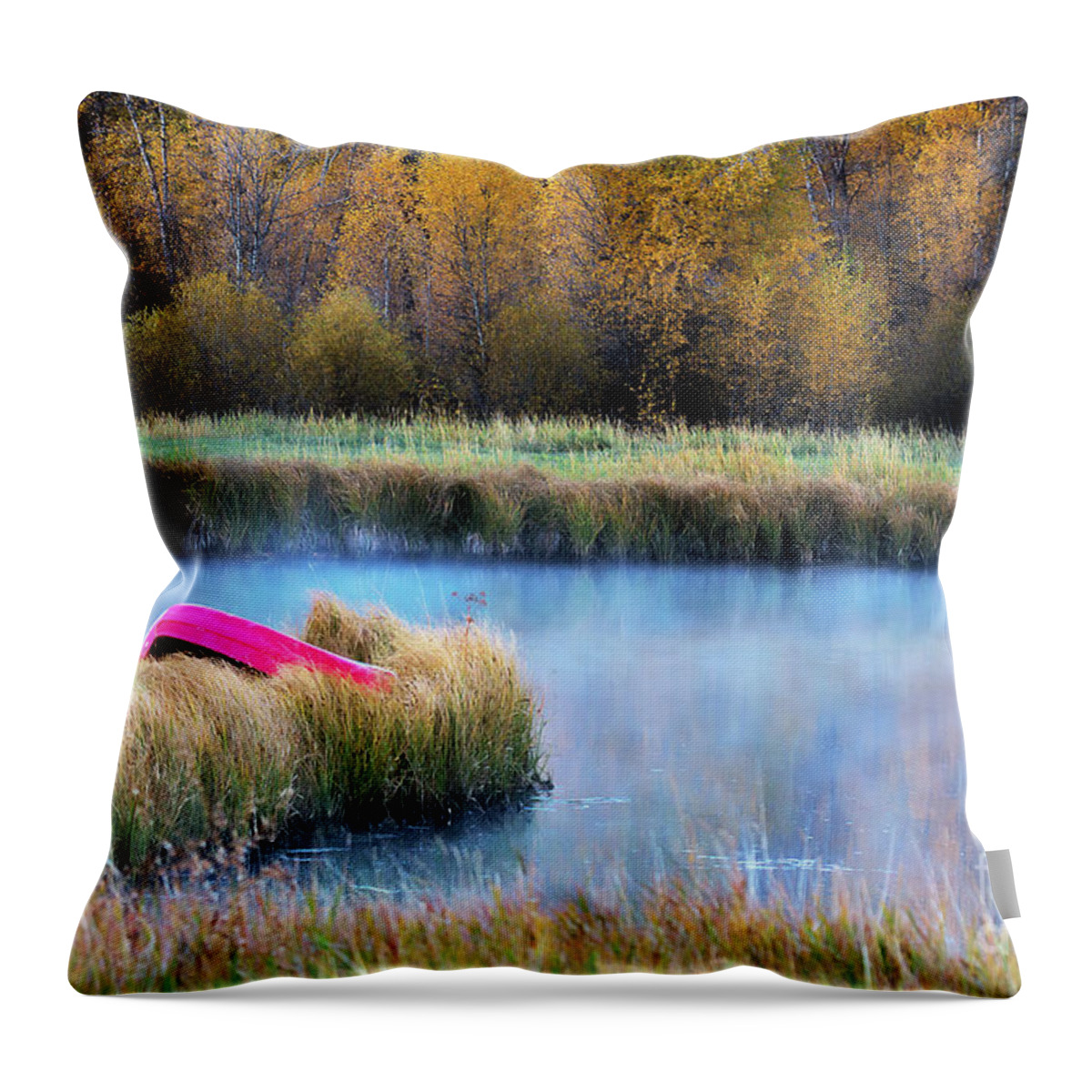 Autumn Colors Landscape Throw Pillow featuring the photograph Autumn Dry Dock by Jim Garrison