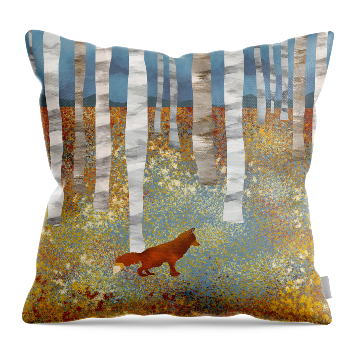 Autumn Throw Pillow featuring the digital art Autumn Fox by Spacefrog Designs